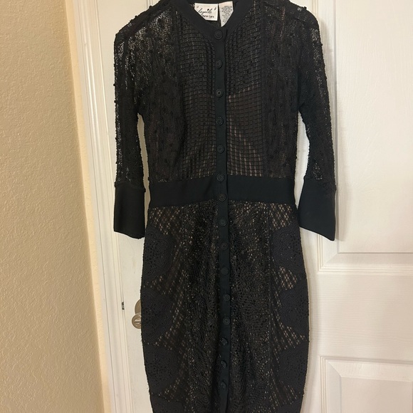 Byron Lars Black Lace Button-Up dress - Picture 3 of 4